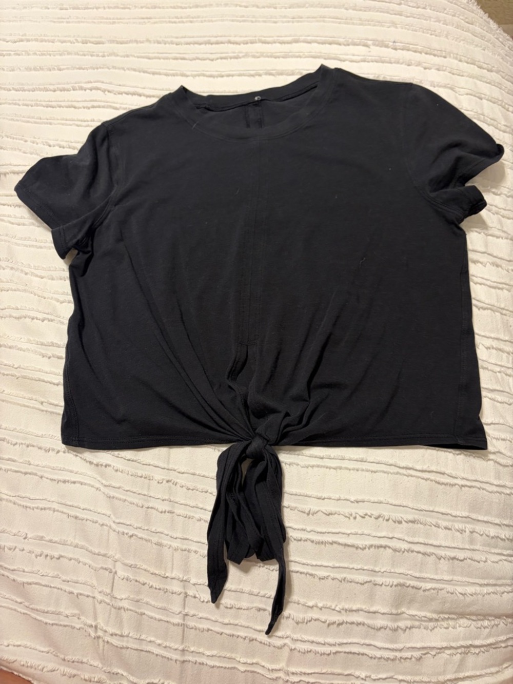 lululemon athletica Black Tie-Front Short Sleeve Tee